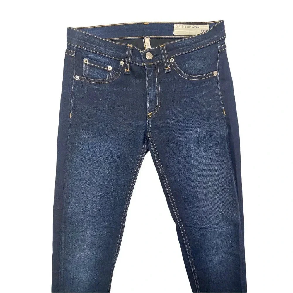 Rag & Bone Blue Raw Hem Dearborn Skinny Jeans- size 27